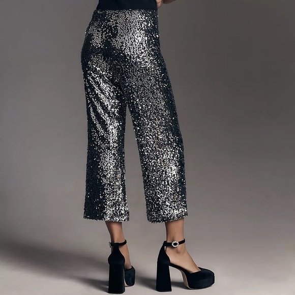 Anthropologie The Colette Cropped Wide-Leg Sequin Pants NWOT - Picture 10 of 12